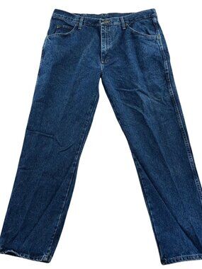 Wrangler Mens Jeans 38x30 Regular Fit Straight Leg Blue Denim Classic Casual